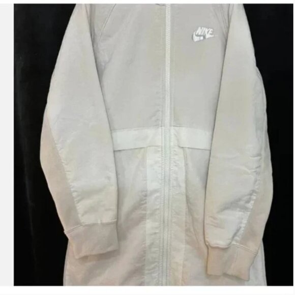 Nike Girls Hooded Jacket Beige Long Windbreaker Full Zip Youth Small S - Picture 7 of 16